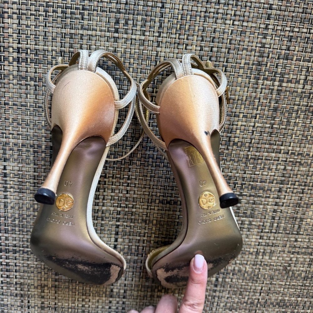 Dolce & Gabbana Gold Crystal Embellished Heels - Picture 7 of 9